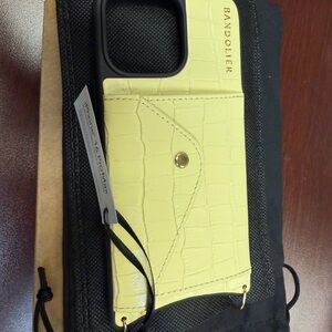 Bandolier Cream Croc-Embossed Phone Case with Strap